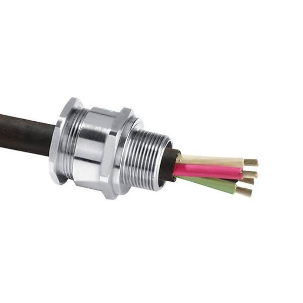 Appleton® 100A2F5 A2F Straight Cable Gland, M100 Thread, 2.99 to 3.58 in Cable, 0.94 in L Thread, Brass, Nickel Plated