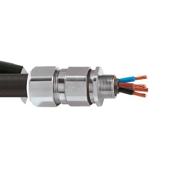 Appleton® 2016C2KX0755 Straight Cable Gland Connector, 2016 Trade, 0.24 to 0.52 in Cable Openings, Brass, Nickel Plated