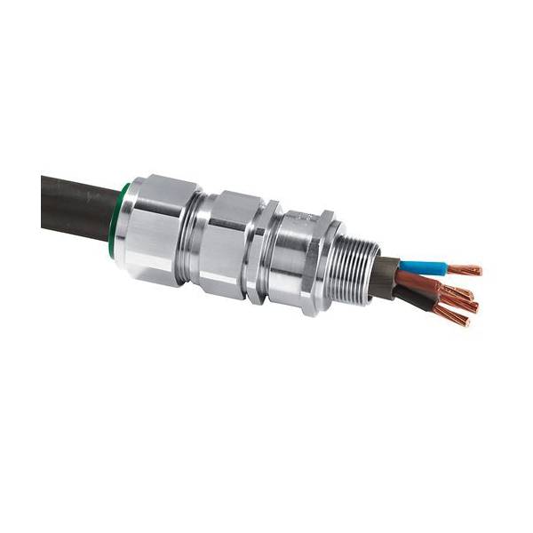Appleton® 25SE1FW0755 Constructional Feature Explosionproof Flameproof Increased Safety Straight Cable Gland Connector With Low Smoke Fume Thermoplastic Elastomer Seal, 25S Trade, 0.55 to 0.87 in Cable Openings, Brass, Nickel Plated