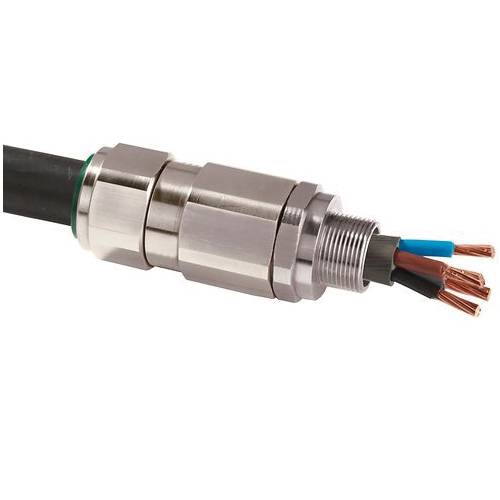 Appleton® 40T31254 Constructional Feature Explosionproof Flameproof Increased Safety Straight Cable Gland Connector With Low Smoke Fume Thermoplastic Elastomer Seal, 40 Trade, 1.1 to 1.59 in Cable Openings, 316L Stainless Steel