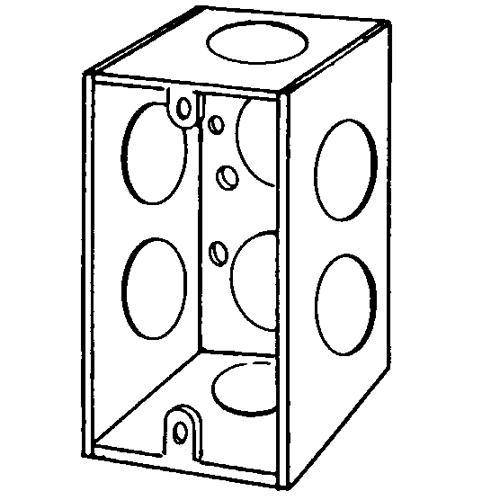 Appleton® 4SSL-3/4 Handy Box With Conduit Knockout, Steel, 14.5 cu-in, 8 Outlets, 8 Knockouts