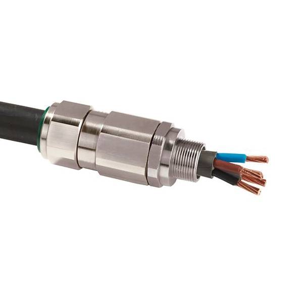 Appleton® 100T35 T3 Series Straight Cable Gland, M100 Thread, 3.39 to 4 in Cable, 24 mm L Thread, Brass, Nickel Plated