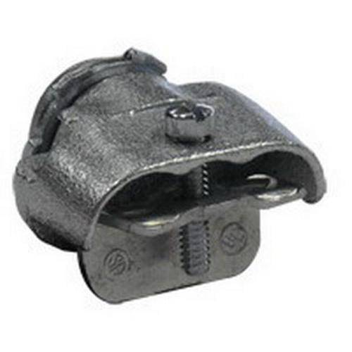 Appleton® 7240V Duplex Straight Conduit Connector With Locknut, 3/8 in Trade, 0.34 to 0.63 in Cable Openings, For Use With Armored/FMC Cable, Malleable Iron, Zinc Electroplated