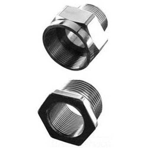 Appleton® 737DM1M15 Threaded Cable Gland Adapter, M16 Interior Thread, M16 Exterior Thread, -60 to 100 deg C Operating, Brass, Nickel Plated