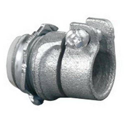 Appleton® 7480VI Insulated Throat Conduit Connector With Locknut, 3/8 in Trade, 0.31 to 0.63 in Cable Openings, For Use With Armored/FMC Cable, Malleable Iron, Zinc Electroplated