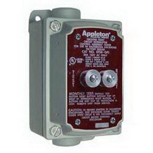 Appleton® EFSC175GFI EFSR-GFI Factory Sealed Feed-Through GFCI Receptacle, 125 VAC, 20 A, 3 Poles, 2 Wires, Gray