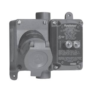 Appleton® EFSC2502023GFI EFSR-GFI Factory Sealed Feed-Through GFCI Receptacle, 125 VAC, 20 A, 3 Poles, 2 Wires, Gray