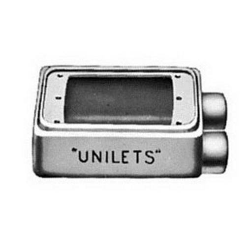Appleton® UNILETS™ FDS-1-100-A Type FDS Deep Heavy Duty Device Box With Internal Ground Screw, Aluminum, 25 cu-in Capacity, 1 Gangs, 2 Outlets, 2 Knockouts, 4.56 in H x 2.81 in W x 2.69 in D