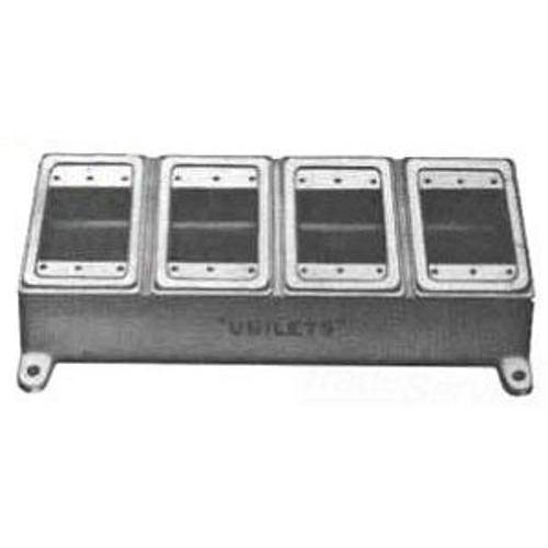 Appleton® UNILETS™ FD-4L Type FDH Deep Device Box With Internal Ground Screw, Malleable Iron, 130 cu-in Capacity, 4 Gangs, 14 Knockouts, 6.31 in H x 13.88 in W x 2.69 in D