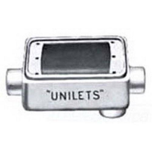 Appleton® UNILETS™ FSCA-1-50 Type FSCA Heavy Duty Shallow Device Box With Internal Ground Screw, Malleable Iron, 25 cu-in Capacity, 1 Gangs, 3 Outlets, 3 Knockouts, 4.56 in H x 2.81 in W x 2 in D