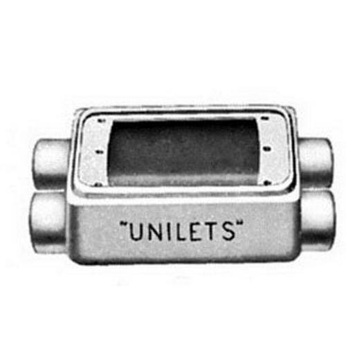 Appleton® UNILETS™ FSCD-1-50 Type FSCD Heavy Duty Shallow Device Box With Internal Ground Screw, Malleable Iron, 25 cu-in Capacity, 1 Gangs, 4 Outlets, 4 Knockouts, 4.56 in H x 2.81 in W x 2 in D