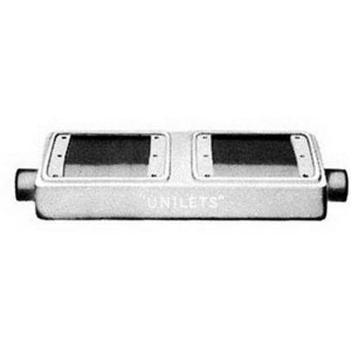 Appleton® UNILETS™ FSC-2T-50 Type FSC Heavy Duty Shallow Device Box With Internal Ground Screw, Malleable Iron, 40 cu-in Capacity, 2 Gangs, 2 Outlets, 1 Knockouts, 10.94 in H x 2.81 in W x 2 in D