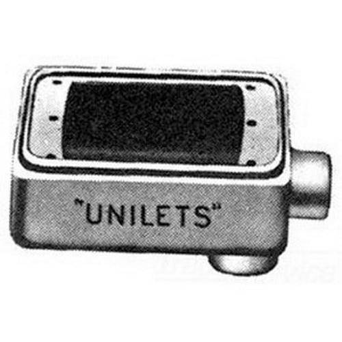 Appleton® UNILETS™ FSLA-1-50 Type FSLA Heavy Duty Shallow Device Box With Internal Ground Screw, Malleable Iron, 25 cu-in Capacity, 1 Gangs, 2 Outlets, 2 Knockouts, 6.06 in H x 2.81 in W x 2 in D