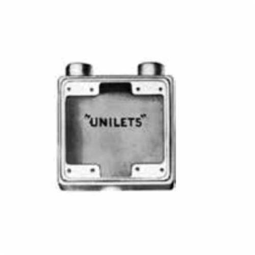 Appleton® UNILETS™ FSS-2-75-A Type FSS Heavy Duty Shallow Device Box With Internal Ground Screw, Aluminum, 32 cu-in Capacity, 2 Gangs, 2 Outlets, 2 Knockouts, 5.88 in H x 4.63 in W x 2 in D