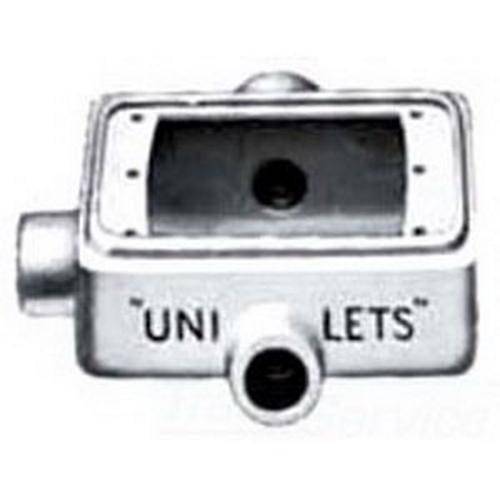 Appleton® UNILETS™ FST-1-50 Type FST Heavy Duty Shallow Device Box With Internal Ground Screw, Malleable Iron, 25 cu-in Capacity, 1 Gangs, 3 Outlets, 3 Knockouts, 4.56 in H x 2.81 in W x 2 in D