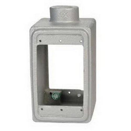 Appleton® UNILETS™ FS-1D-50 Type FS Double Opening Heavy Duty Shallow Device Box With Internal Ground Screw, Malleable Iron, 25 cu-in Capacity, 1 Gangs, 1 Outlets, 1 Knockouts, 4.56 in H x 2.81 in W x 3.88 in D