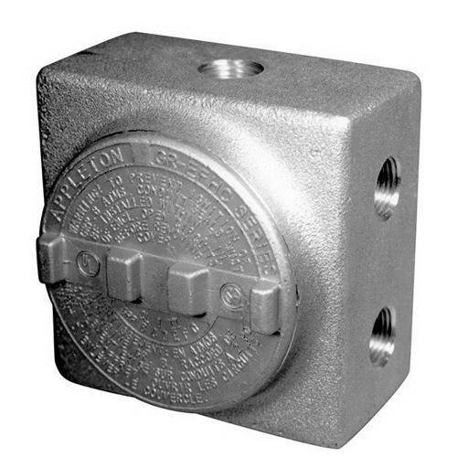 Appleton® UNILETS™ GRSSA50 Dust-Ignitionproof Raintight Explosionproof Conduit Outlet Box With Multiple Hubs and Cover, 1/2 in, 3.38 in Cover Opening, 29 cu-in, Epoxy Powder Coated