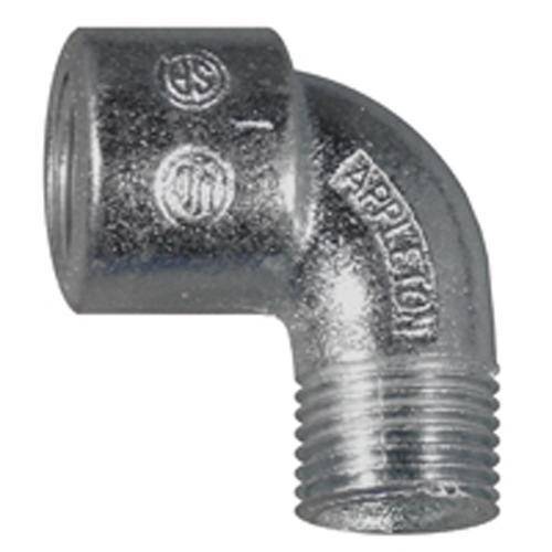 Appleton® LMF90-100 Short Bushed Elbow, 1 in Trade, 90 deg, Malleable Iron, Triple Coated