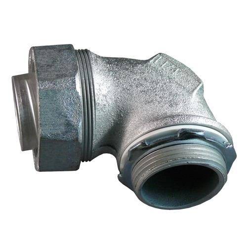 Appleton® ST-90125 Liquid Tight Oiltight Raintight Conduit Connector With Plain Throat, 1-1/4 in Trade, 90 deg, Malleable Iron, Triple Coated
