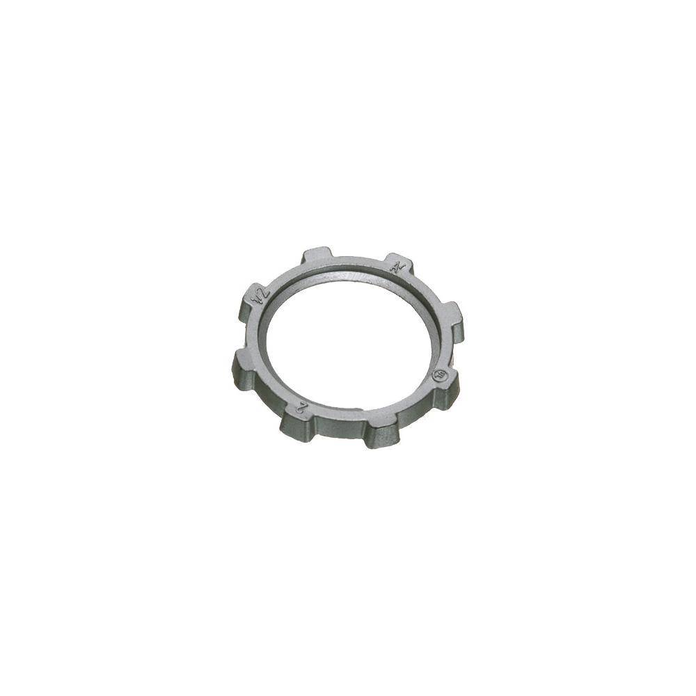 Arlington DLN6 Conduit Locknut With Cast Thread, 2 in, For Use With IMC/Rigid Conduit, Die Cast Zinc