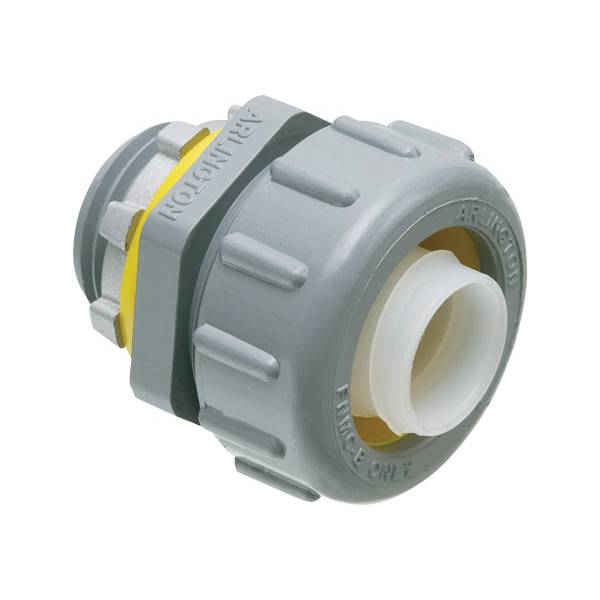 Arlington NMLT38 Straight Liquid Tight Conduit Connector, 3/8 in Trade, Plastic