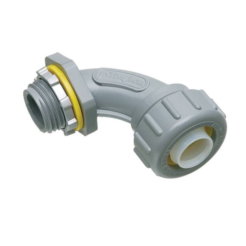 Arlington NMLT90200 Liquid Tight Conduit Connector, 2 in Trade, 90 deg, Plastic
