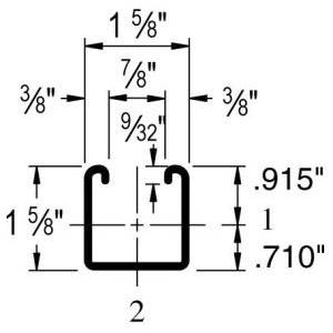 1-5/8" x 1-5/8" x 10', Unistrut P100010PG Strut Channel, 12 Gauge Thick, Pre-Galvanized