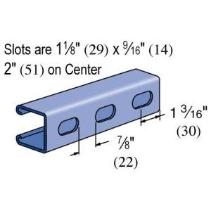 1-5/8" x 1-5/8" x 10', 12 Gauge, Unistrut P1000T-10-HG Channel Strut