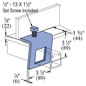 3-1/2" x 3-1/2", Unistrut P1796S-EG Beam Clamp, 500 Lb Load Rated, Electrogalvanized