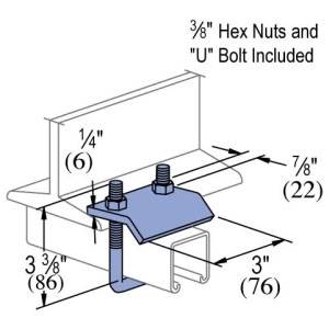 3" x 3-3/8", 3/4" Jaw, Unistrut P2785-EG Beam Clamp, 1000 Lb Load Rated, Electrogalvanized