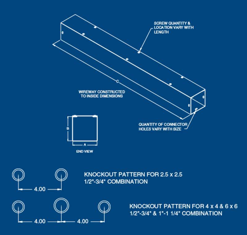 Austin Electrical Enclosures AB-44120SW Screwcover Wireway, 120 in l x 4 in w x 4 in h, Screw cover, Galvanized Steel