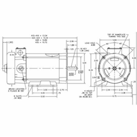 0.5 HP, 5.2 A, 90 VDC, ABB CD3450 SCR Drive Motor, 0.625" Shaft, 1750 RPM, TEFC