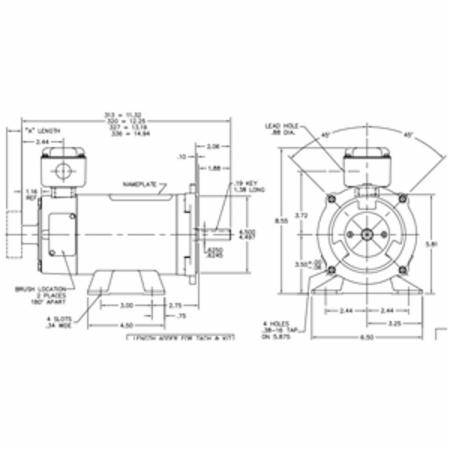 0.5 HP, 2.5 A, 180 VDC, ABB CDP3326 SCR Drive Motor, 0.625" Shaft, 1750 RPM, TENV