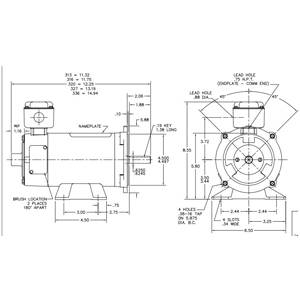 0.5 HP, 4.8 A, 90 VDC, ABB CDP3330 SCR Drive Motor, 0.625" Shaft, 1750 RPM, TENV