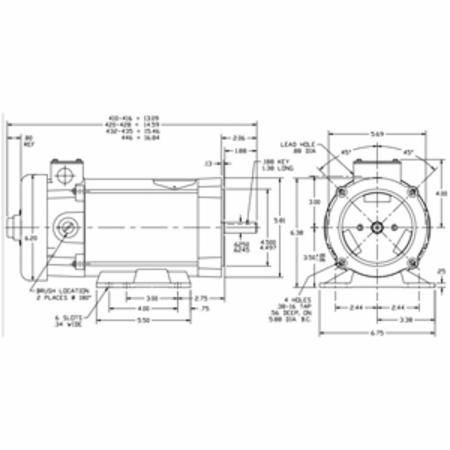 0.75 HP, 3.7 A, 180 VDC, ABB CDP3436 SCR Drive Motor, 0.625" Shaft, 1750 RPM, TEFC