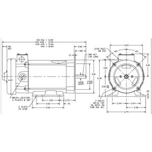 0.75 HP, 7.6 A, 90 VDC, ABB CDP3440 SCR Drive Motor, 0.625" Shaft, 1750 RPM, TEFC