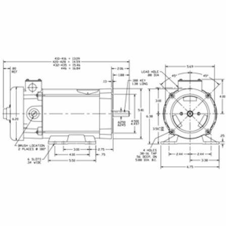 1 HP, 5 A, 180 VDC, ABB CDP3455 SCR Drive Motor, 0.625" Shaft, 1750 RPM, TEFC