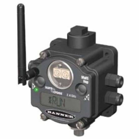 10 to 30 VDC, 2.4 GHz, 65 mW, Banner Engineering Corp. 800012 Sure Cross® Multi-Hop Modbus Radio, Polycarbonate, Integrated Battery, 2 Mile