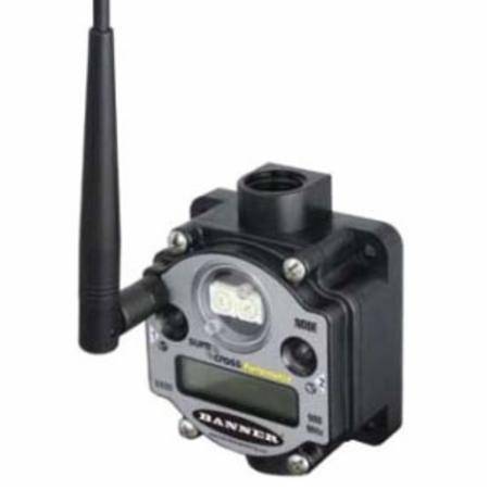 10 to 30 VDC, 2.4 GHz, 65 mW, Banner Engineering Corp. 800199 Sure Cross®, FlexPower® Radio Frequency Network Node, Polycarbonate, Integrated Battery, 2 Mile