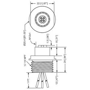 250 V 4A, 24/22AWG, 4-Pole, Belden Inc. RKF-4-1/2-14/0.5-M Micro Change Cordset,, Female Straight, Blue