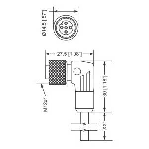 Hirschmann™ 600000427 Single End Cordset, 0.57 in Dia Female Connector, 10 m L Cable, 4 Poles