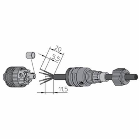 240 V 4A, 3 to 4-Pole, Belden Inc. 11584 Field Attachable Connector, Polybutylene Terephthalate, Male Straight, Black