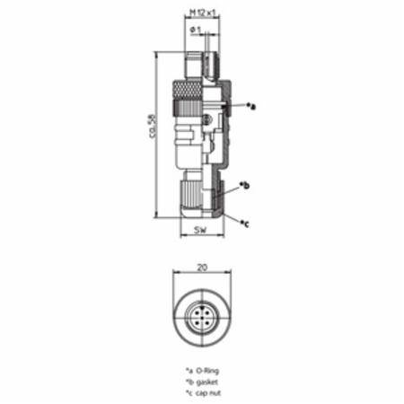 240 V 4A, 3 to 4-Pole, Belden Inc. 11584 Field Attachable Connector, Polybutylene Terephthalate, Male Straight, Black