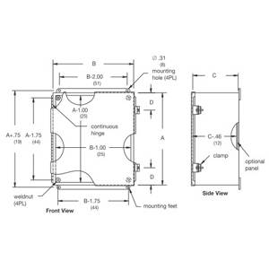 B-Line 1084-12CHC 1-Door JIC Panel Enclosure, 8 in W x 4 in D x 10 in H, NEMA 12/IP65 NEMA Rating, Carbon Steel