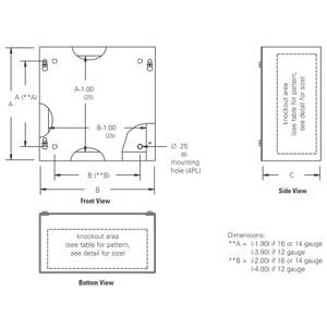 B-Line 666 SCGV Junction Box With Knockout, 6 in H x 6 in W x 6 in D, Screw Cover, NEMA 1/IP30 NEMA Rating, Steel