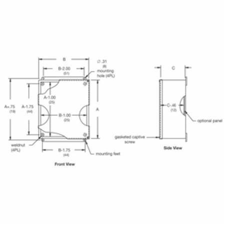 B-Line 664-12SC JIC Enclosure, 6 in W x 4 in D x 6 in H, NEMA 12/IP65 NEMA Rating, Carbon Steel