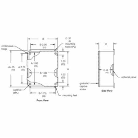 B-Line 886-12CHSC JIC Enclosure, 8 in W x 6 in D x 8 in H, NEMA 12/IP65 NEMA Rating, Carbon Steel