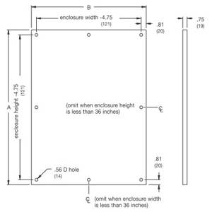 B-Line AW3024P Flange Enclosure Panel, 20.87 in W x 26.87 in H, Steel, White