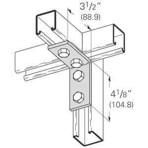EATON B-Line B104SS4 90 deg Corner Angle, 4 Holes, 4-1/8 in L x 3-1/2 in W x 7/32 in THK, 304 Stainless Steel