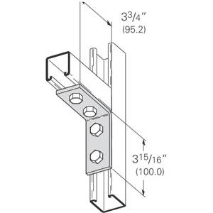 B-Line B115ZN 90 deg Corner Angle, 4 Holes, 3-15/16 in L x 3-3/4 in W x 7/32 in THK, Steel